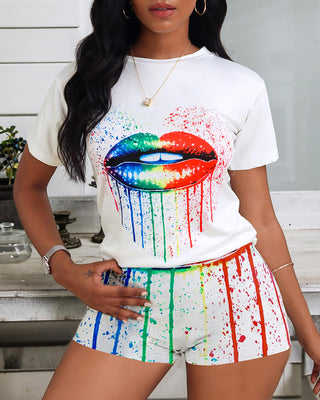 Ensemble haut et short à imprimé colorblock