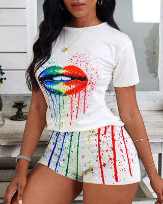 Ensemble haut et short à imprimé colorblock