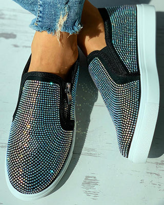 Chaussures décontractées à fermeture à glissière cloutée à bout fermé