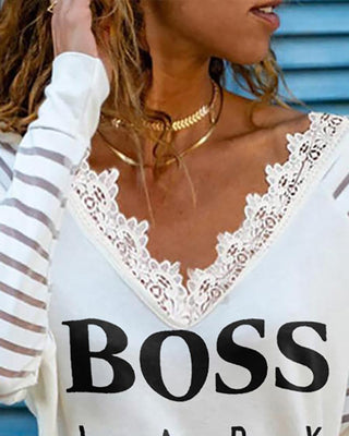 Haut en maille transparente à imprimé lettre