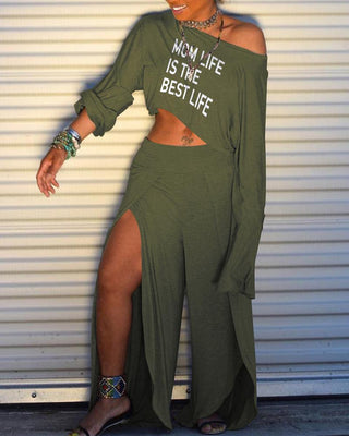 Ensemble haut et pantalon fendu pour la fête des mères