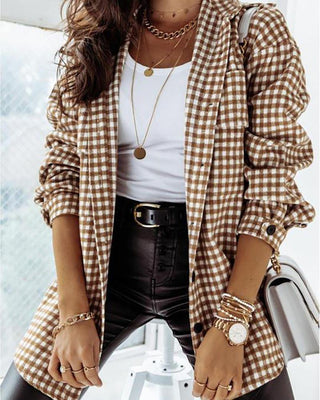 Chemise décontractée boutonnée à carreaux