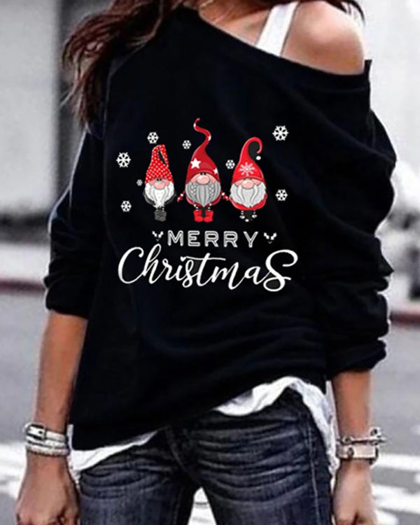 Sweat-shirt à manches longues imprimé Christmas Santa Gnome