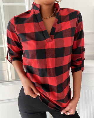 Haut écossais à manches longues et col en V