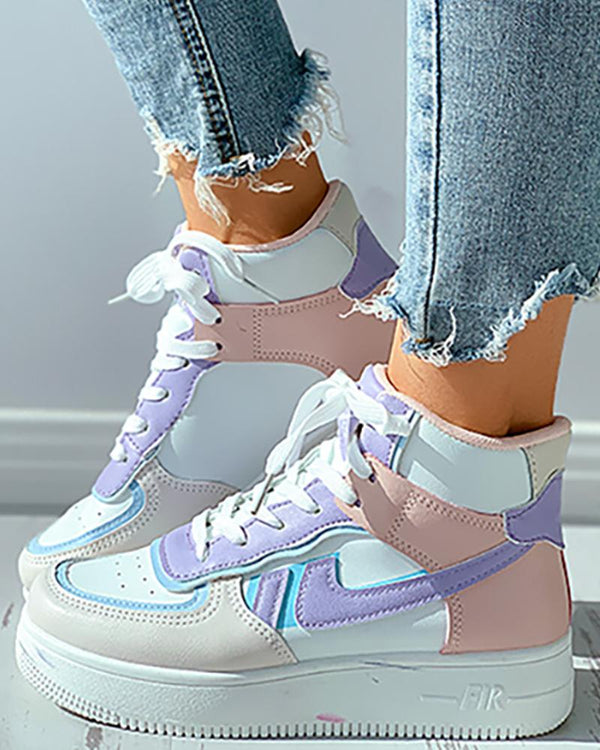 Sneaker de skate décontracté uni / color block à lacets