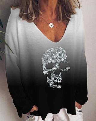Haut à manches longues à motif crâne clouté