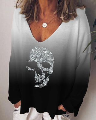 Haut à manches longues à motif crâne clouté