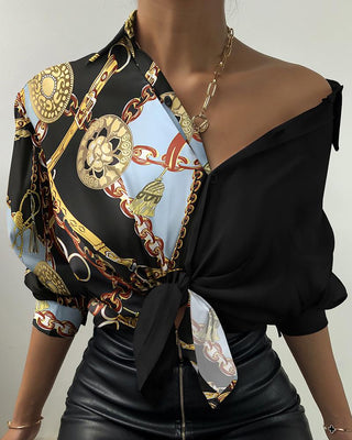 Chemise à manches lanterne et à boutons