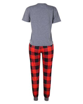 Ensemble haut et pantalon à manches courtes à imprimé lettre de Noël