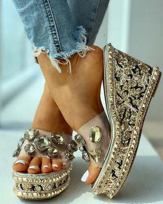 Sandales à talons rivets cloutés à bout ouvert
