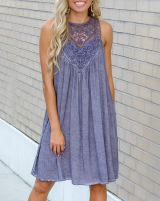 Robe décontractée sans manches en dentelle au crochet
