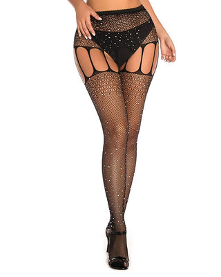 Bas résille cloutés unis