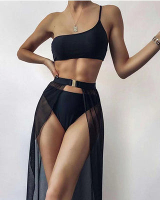 Ensemble de bikini à une épaule 3PCS