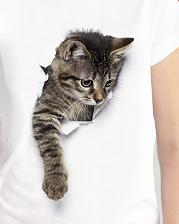 T-shirt à manches courtes imprimé chat