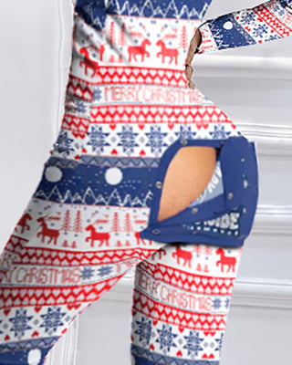 Pyjama fonctionnel à rabat boutonné imprimé de Noël