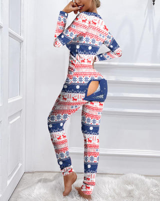 Pyjama fonctionnel à rabat boutonné imprimé de Noël
