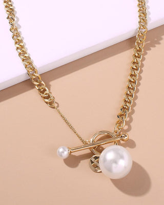Collier en chaîne simple avec pendentif en perles à boucle OT