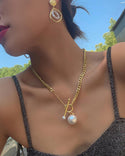 Collier en chaîne simple avec pendentif en perles à boucle OT