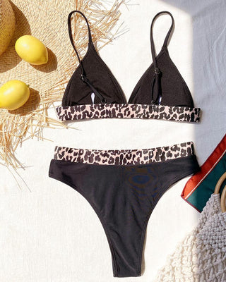 Ensemble de bikini color block à imprimé guépard