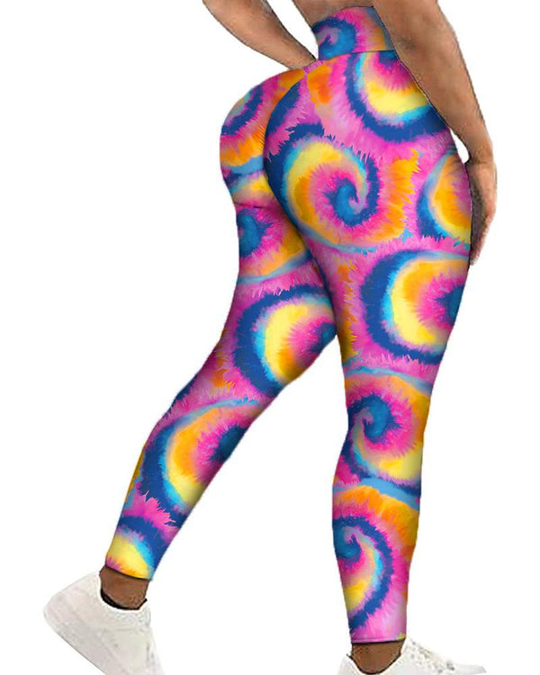 Legging de butin de levage de fesses à taille haute imprimé tie-dye