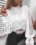 Haut en dentelle guipure en maille transparente