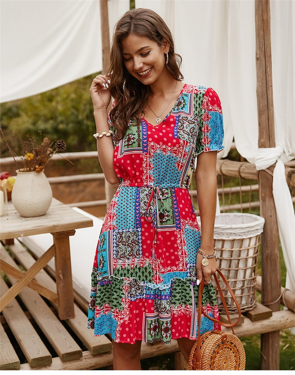 Robe Bohème Multicolore Chic