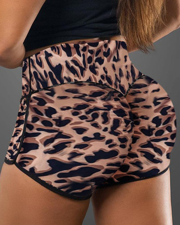 Short taille haute skinny imprimé léopard