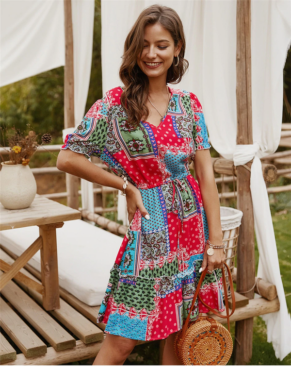 Robe Bohème Multicolore Chic