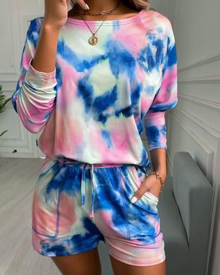 Ensemble haut à imprimé tie-dye et short à cordon