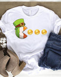 T-shirt à manches courtes imprimé trèfle de dessin animé de la Saint-Patrick