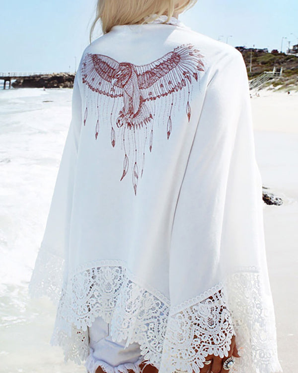 Cache-couche en dentelle à imprimé aigle