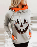 Haut à capuche color block à imprimé citrouille d'Halloween