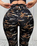 Bowknot Design Colorblock Pantalon de yoga extensible à taille haute avec lifting des fesses