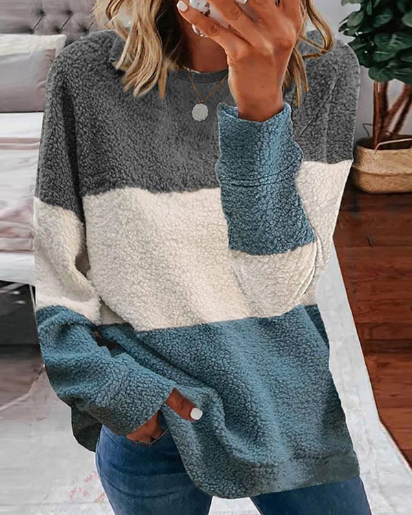 Sweatshirt décontracté à manches longues color block