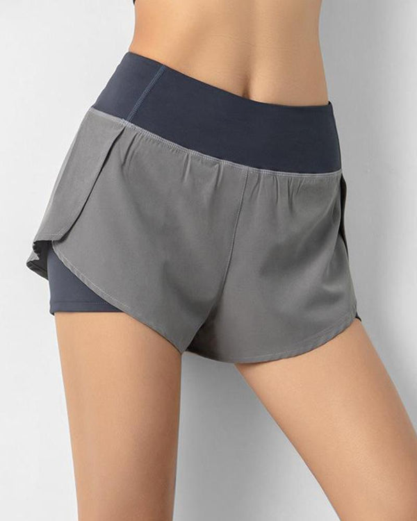 Short de yoga double épaisseur taille haute