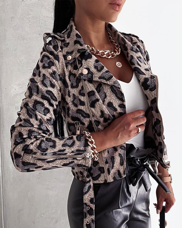 Vestes ajustées à manches longues léopard