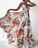 Robe maxi dos nu à imprimé floral et détail noué