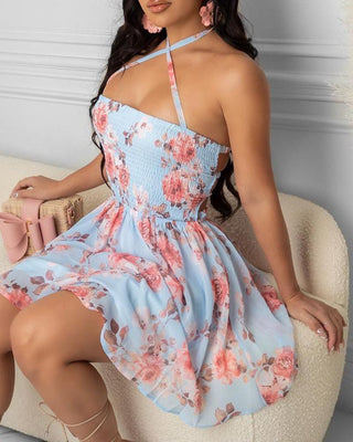 Robe à imprimé floral à encolure croisée