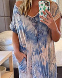 Robe décontractée à col en V imprimé tie-dye