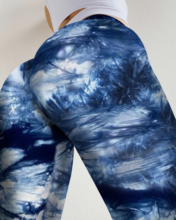 Pantalon de yoga taille haute à imprimé tie-dye, taille haute, contrôle du ventre, leggings de butin