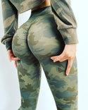 Pantalon de yoga taille haute à imprimé camouflage