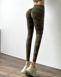 Pantalon de yoga taille haute à imprimé camouflage