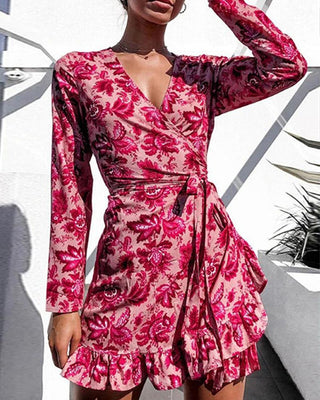 Robe taille haute à lacets à imprimé floral