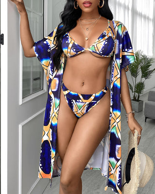 Ensembles de bikini à impression numérique 3PCS avec couvertures