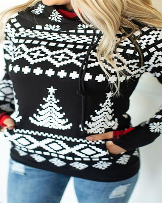 Haut à capuche décontracté à imprimé mixte