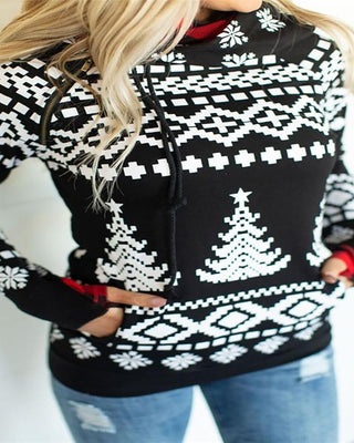 Haut à capuche décontracté à imprimé mixte