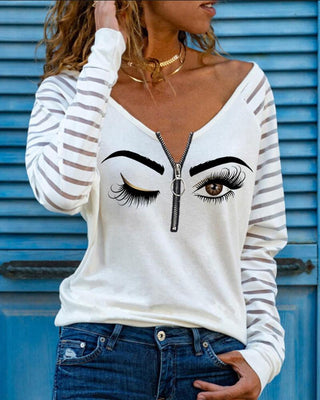 Haut à manches longues en maille et fermeture éclair sur le devant