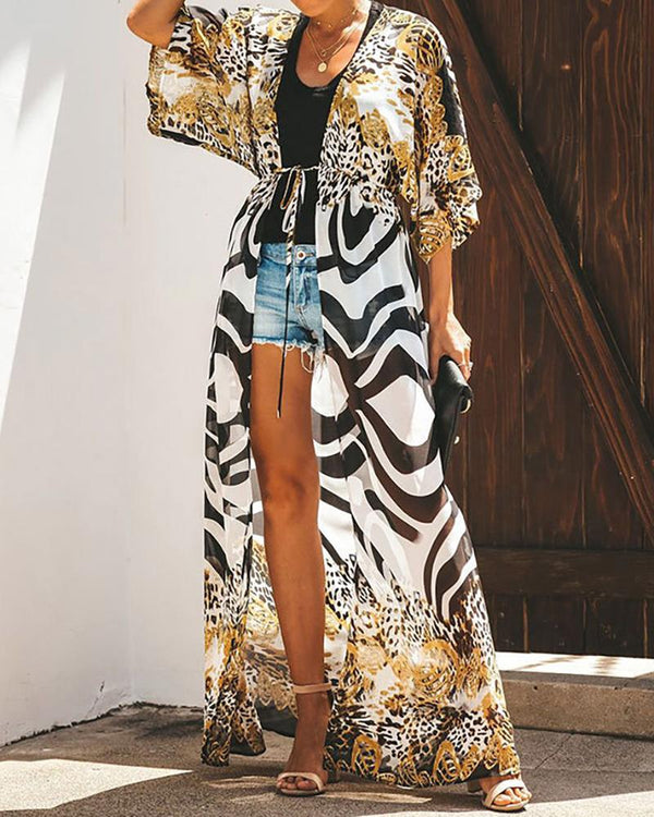 Cache-couche noué à imprimé guépard à rayures zébrées