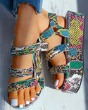 Sandales à plateforme velcro à imprimé serpent / guépard