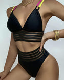 Ensemble de bikini à double bretelles en maille transparente